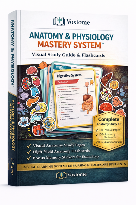 Anatomy & Physiology Mastery System™ – Complete Visual Study Guide + 100+ Flashcards Kit for Nursing Students