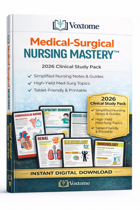 Medical-Surgical Nursing Mastery™ 2026 – Visual Nursing Study Pack, Notes & Flashcards for Nursing School